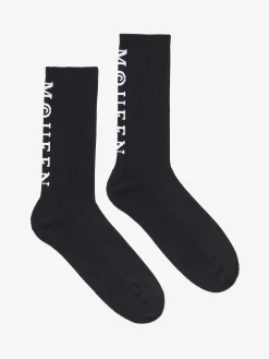 Men's McQueen Logo Socks in Black/White