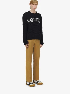 Men's McQueen Logo Textured Jumper in Black