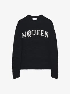 Men's McQueen Logo Textured Jumper in Black