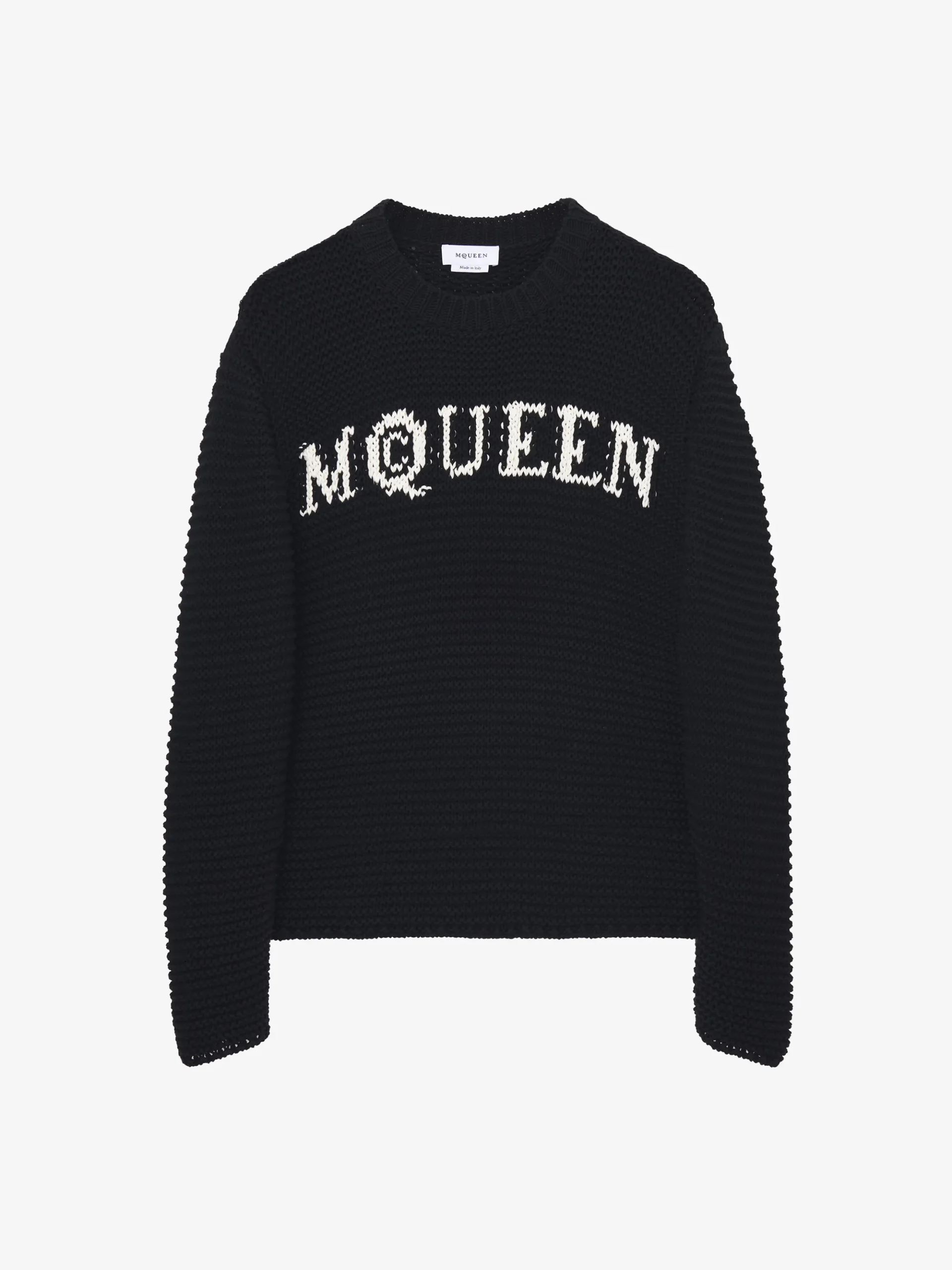 Men's McQueen Logo Textured Jumper in Black