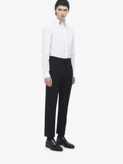 Men's Pleat Detail Tuxedo Trousers in Black