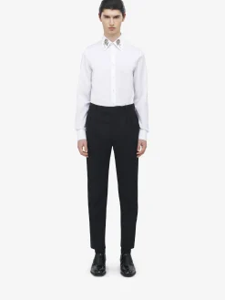 Men's Pleat Detail Tuxedo Trousers in Black