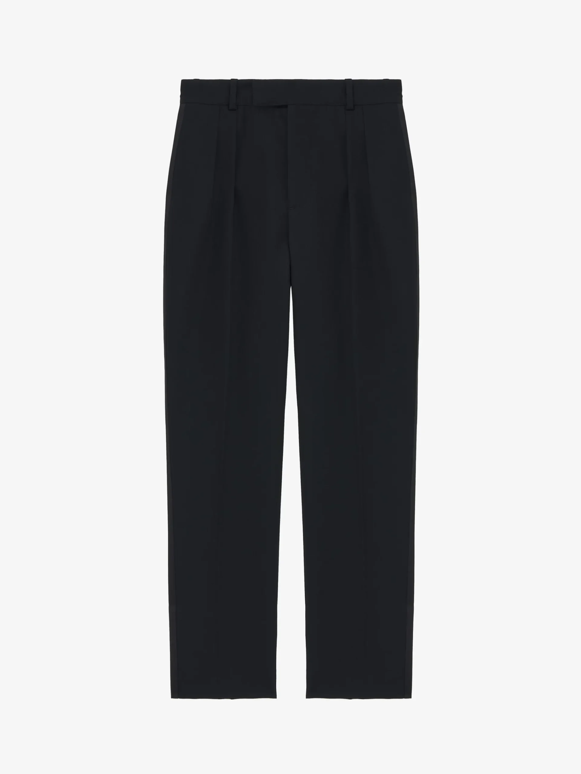 Men's Pleat Detail Tuxedo Trousers in Black