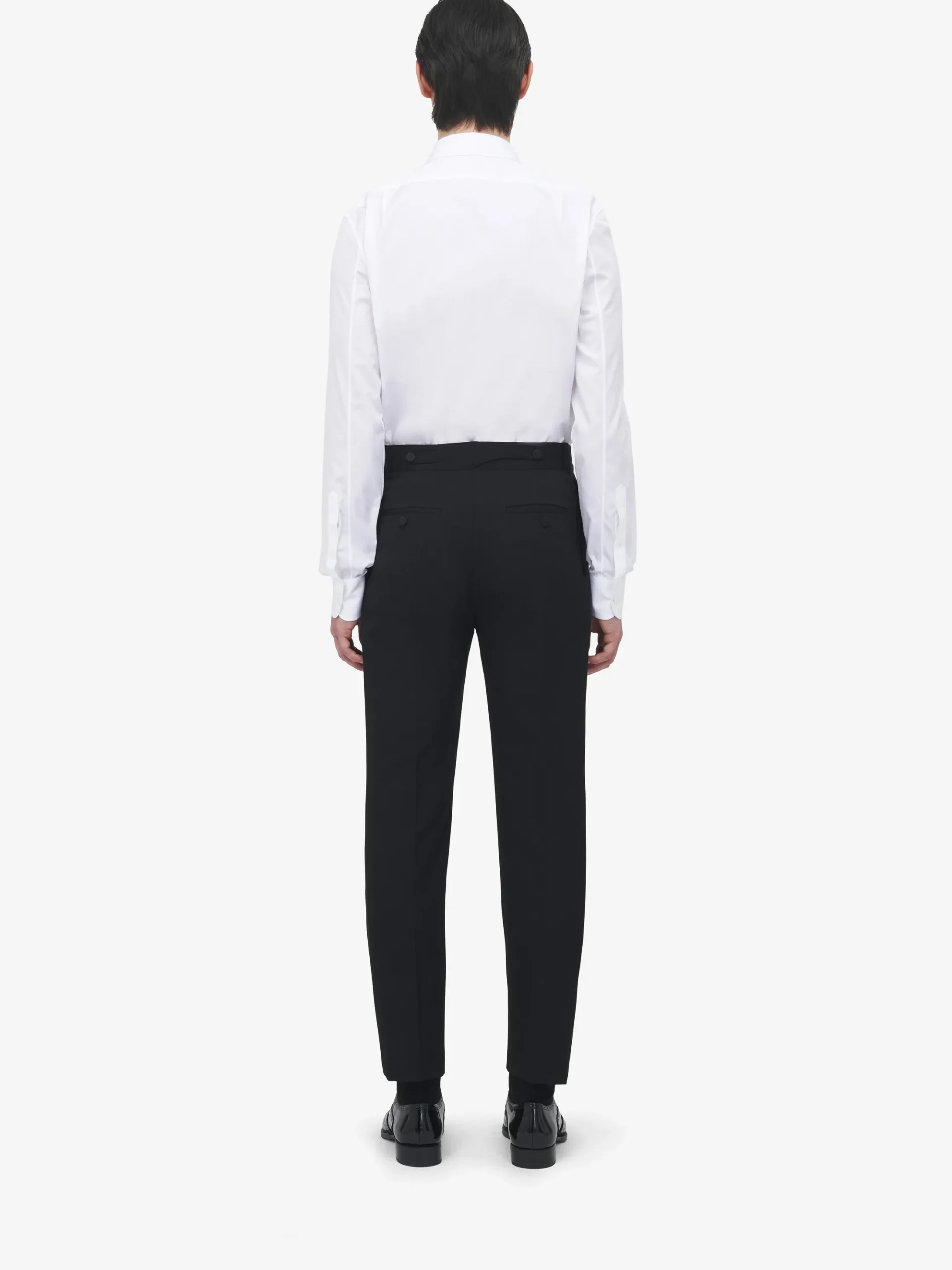 Men's Pleat Detail Tuxedo Trousers in Black