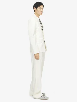 Men's Pleated Lapel Single-breasted Jacket in Ivory