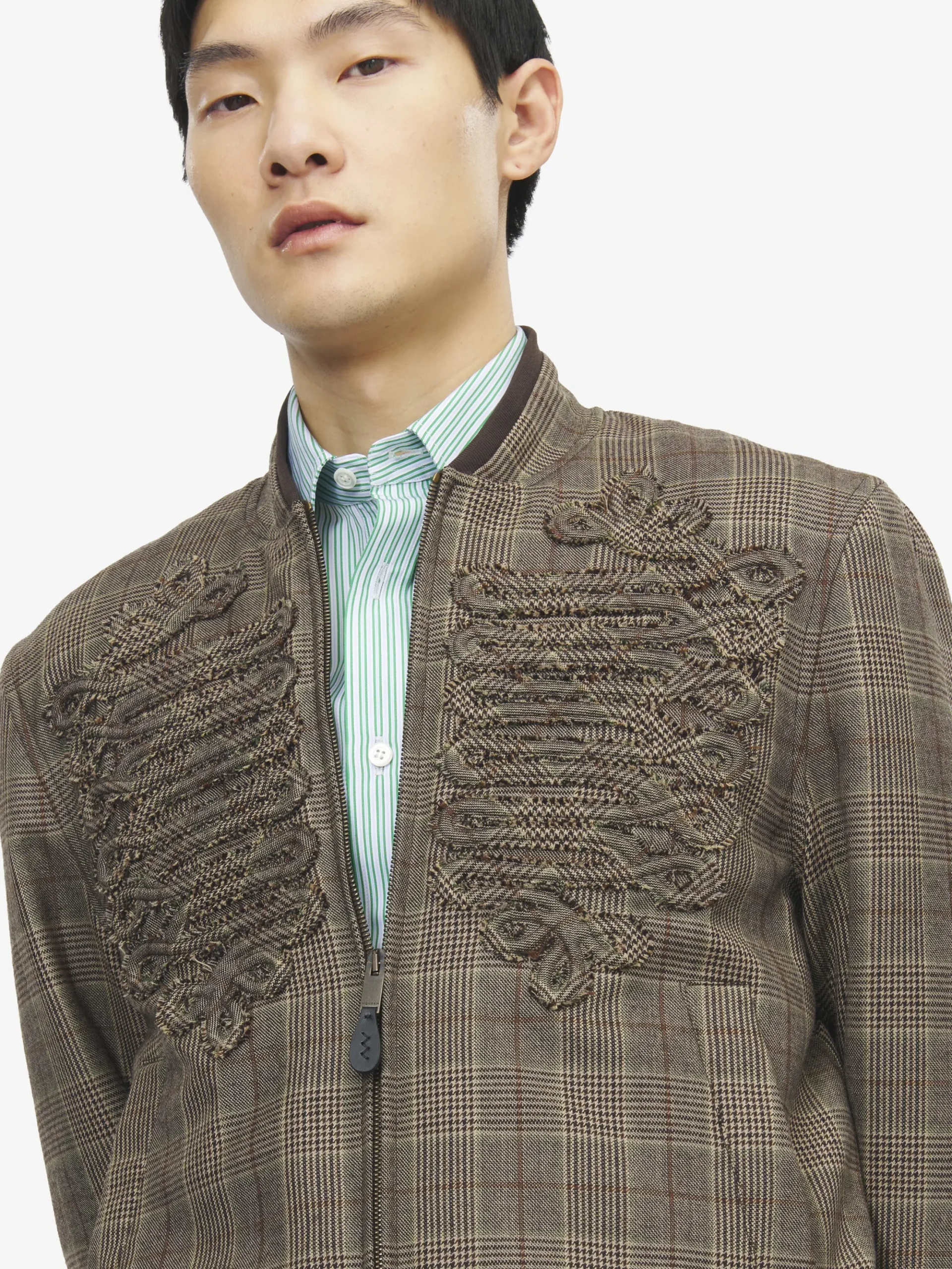 Men's Prince Of Wales Check Bomber Jacket in Brown
