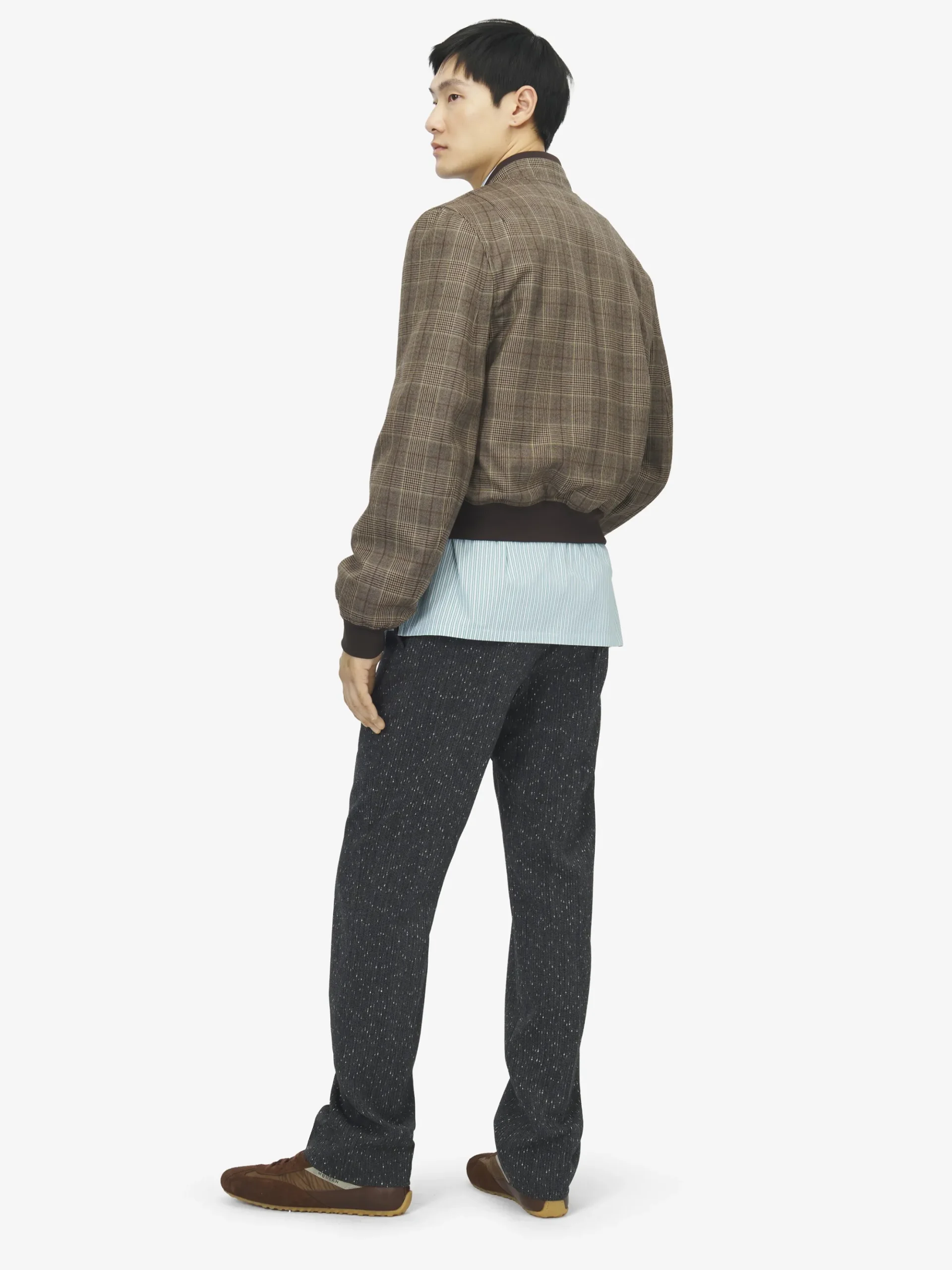 Men's Prince Of Wales Check Bomber Jacket in Brown
