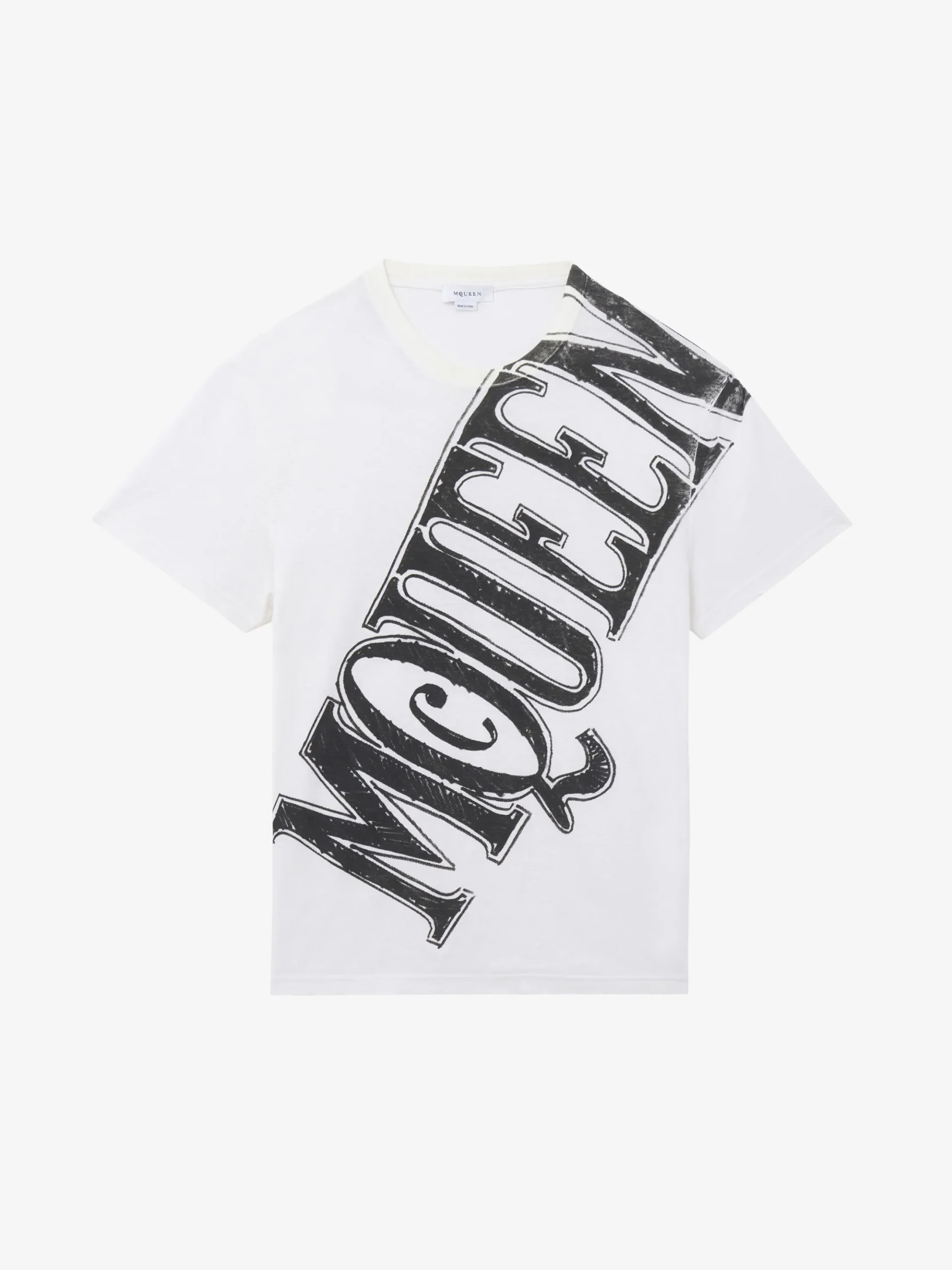 Men's Sketch Logo Print T-shirt in White/Black