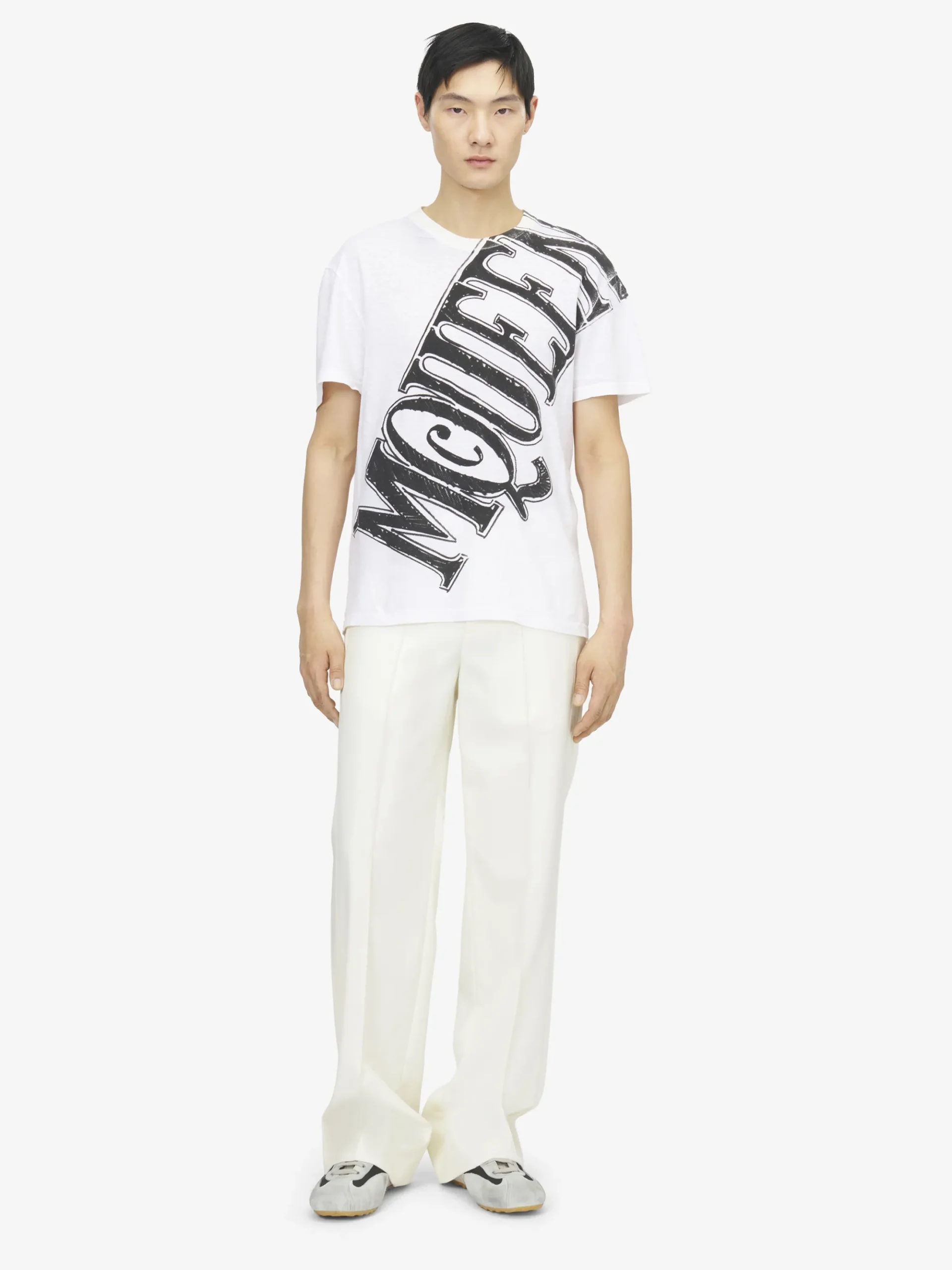 Men's Sketch Logo Print T-shirt in White/Black