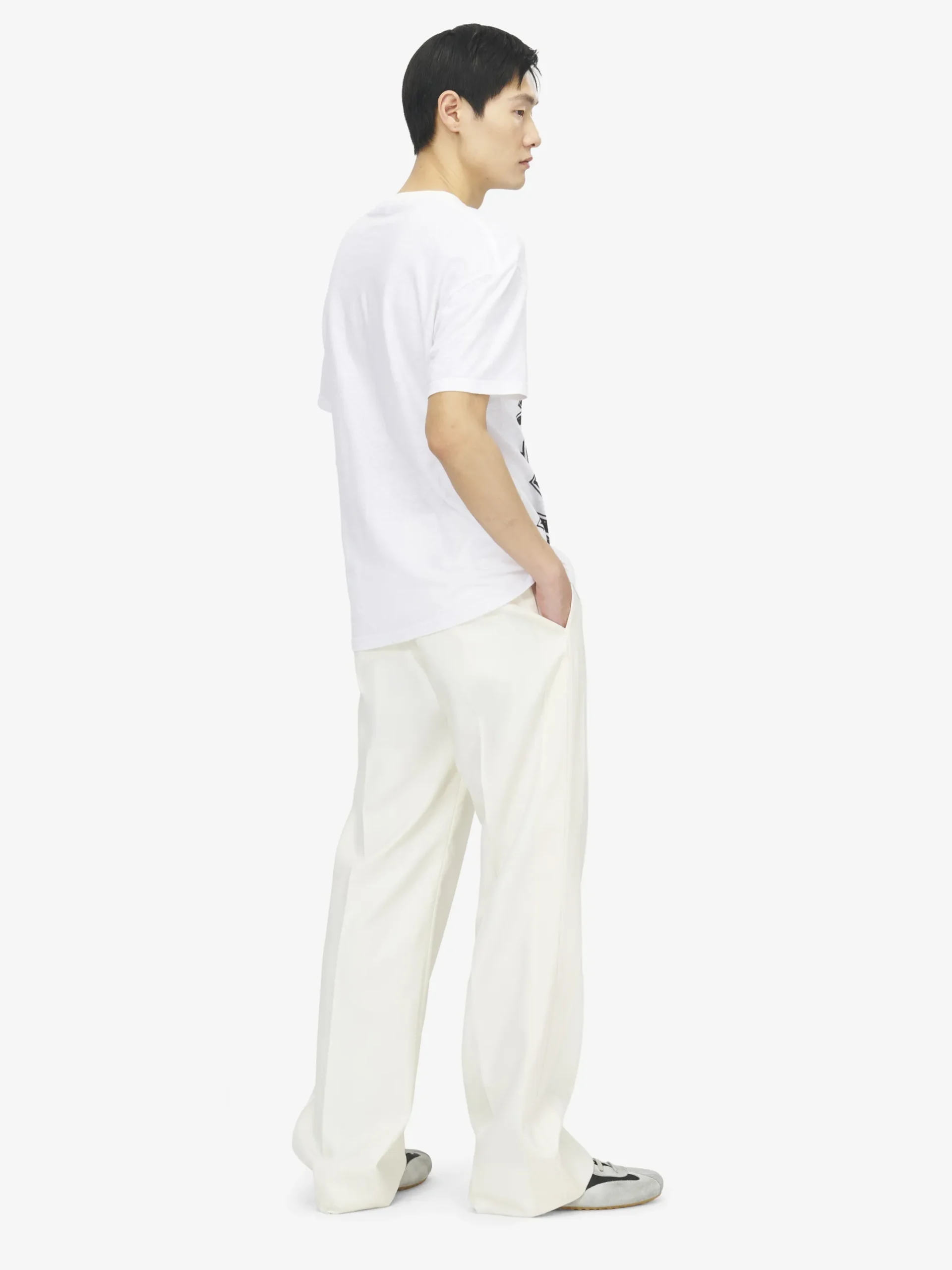 Men's Sketch Logo Print T-shirt in White/Black