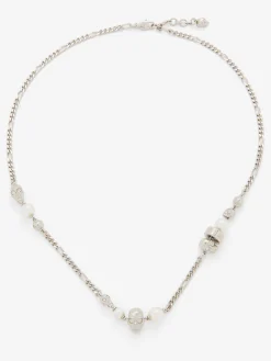 Men's Skull and Pearl Necklace in Palladium-finish
