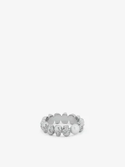 Men's Skull and Pearl Ring in Palladium-finish