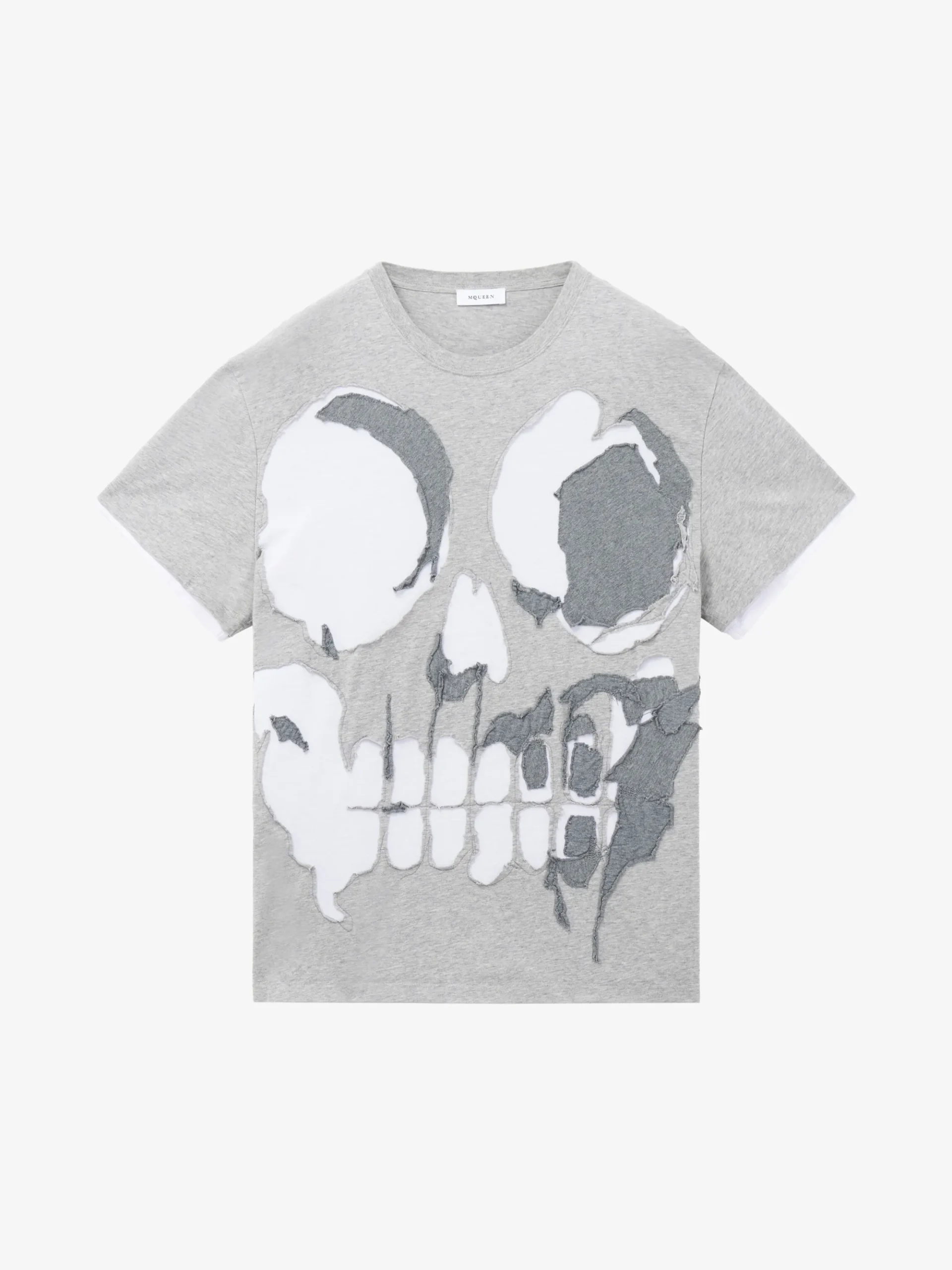 Men's Skull Applique T-shirt in Light Grey