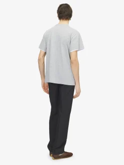 Men's Skull Applique T-shirt in Light Grey