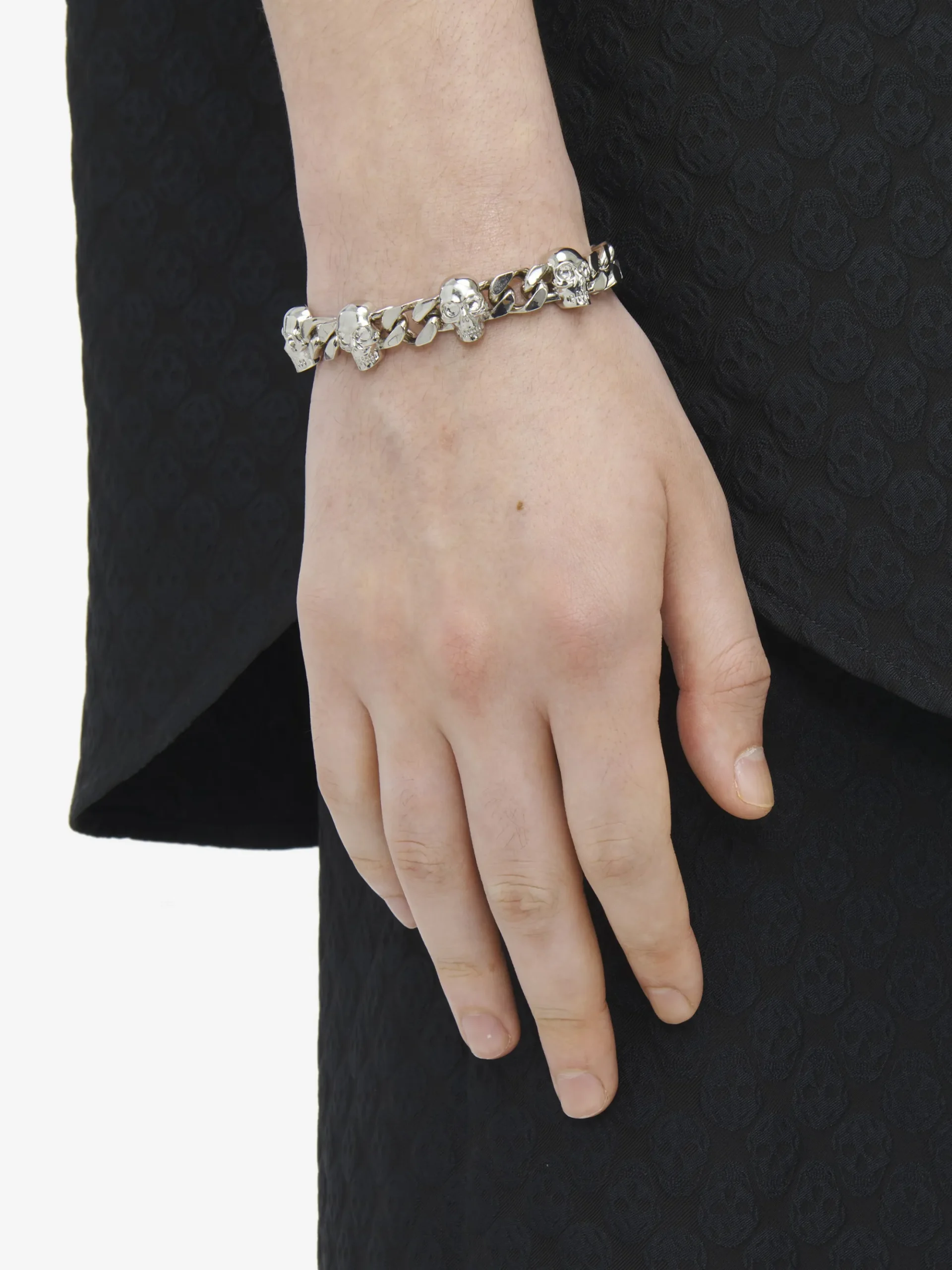 Men's Skull Chain Bracelet in Palladium-finish