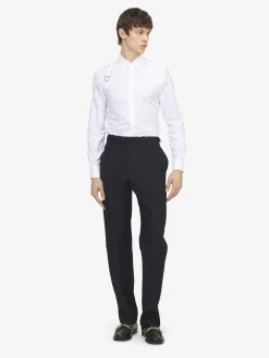 Men's Skull Jacquard Harness Shirt in Optical White