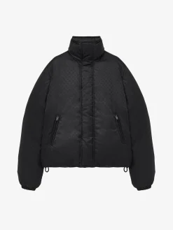 Men's Skull Jacquard Puffer Jacket in Black