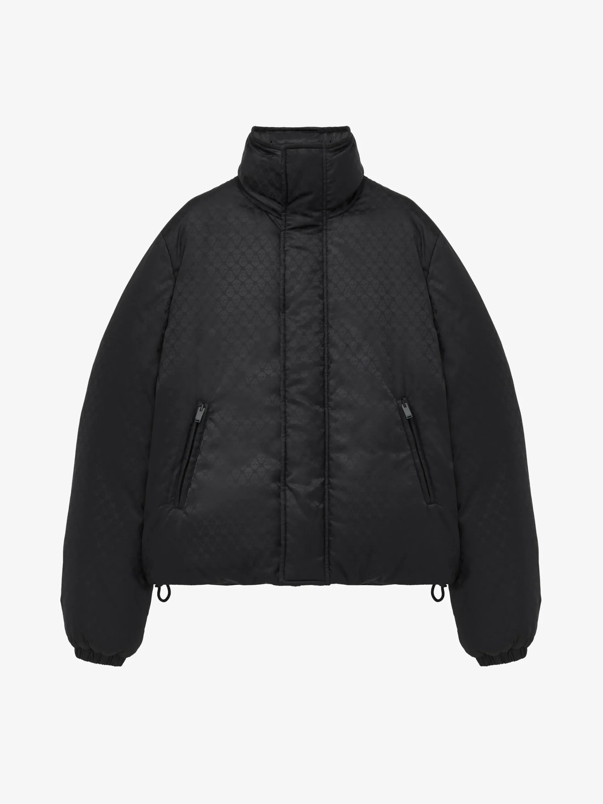 Men's Skull Jacquard Puffer Jacket in Black