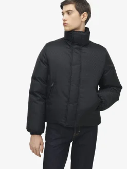 Men's Skull Jacquard Puffer Jacket in Black