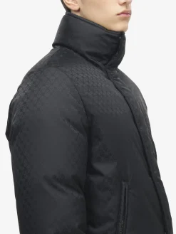 Men's Skull Jacquard Puffer Jacket in Black
