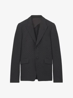 Men's Skull Jacquard Single Breasted Jacket in Brown