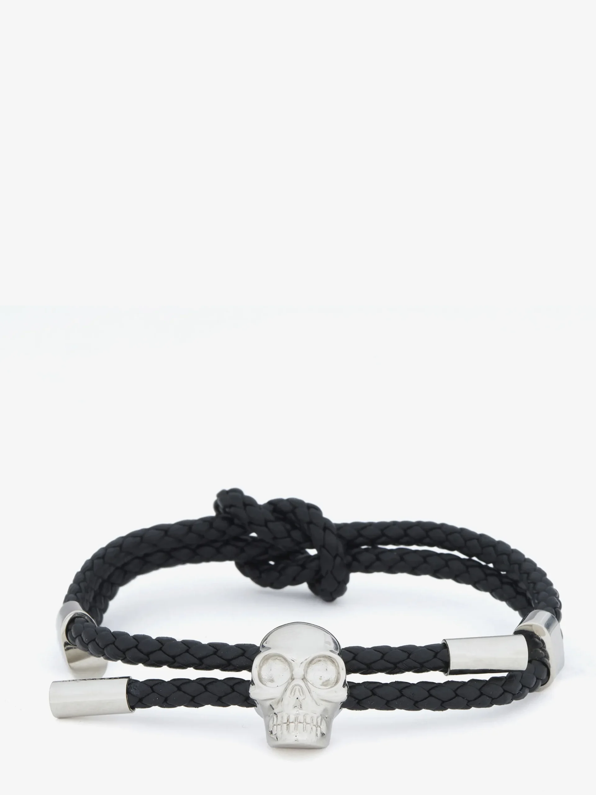 Men's Skull Leather Bracelet in Black