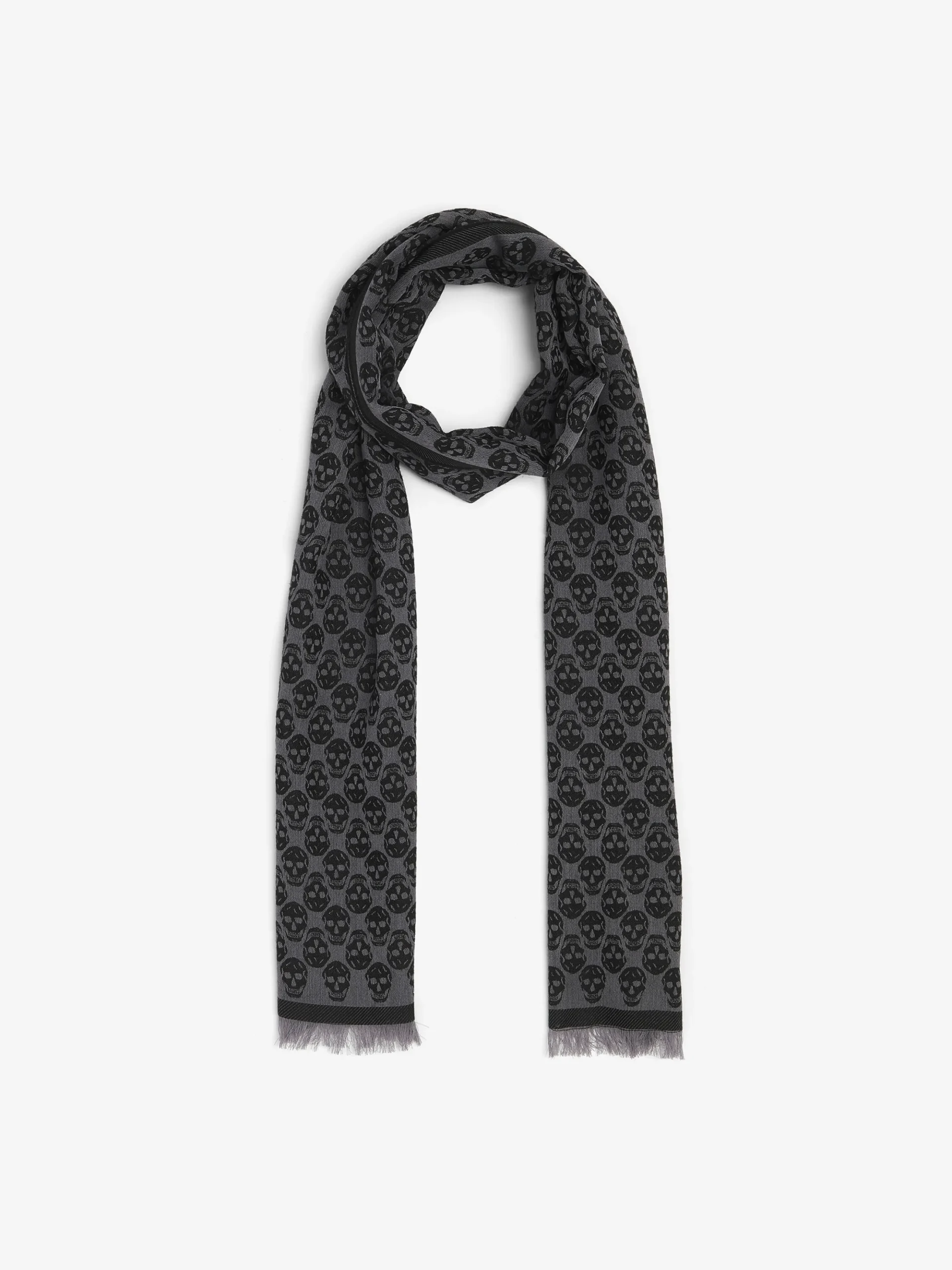 Men's Skull Monogram Scarf in Black/Grey