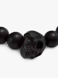 Men's Skull Multi Beaded Bracelet in Black