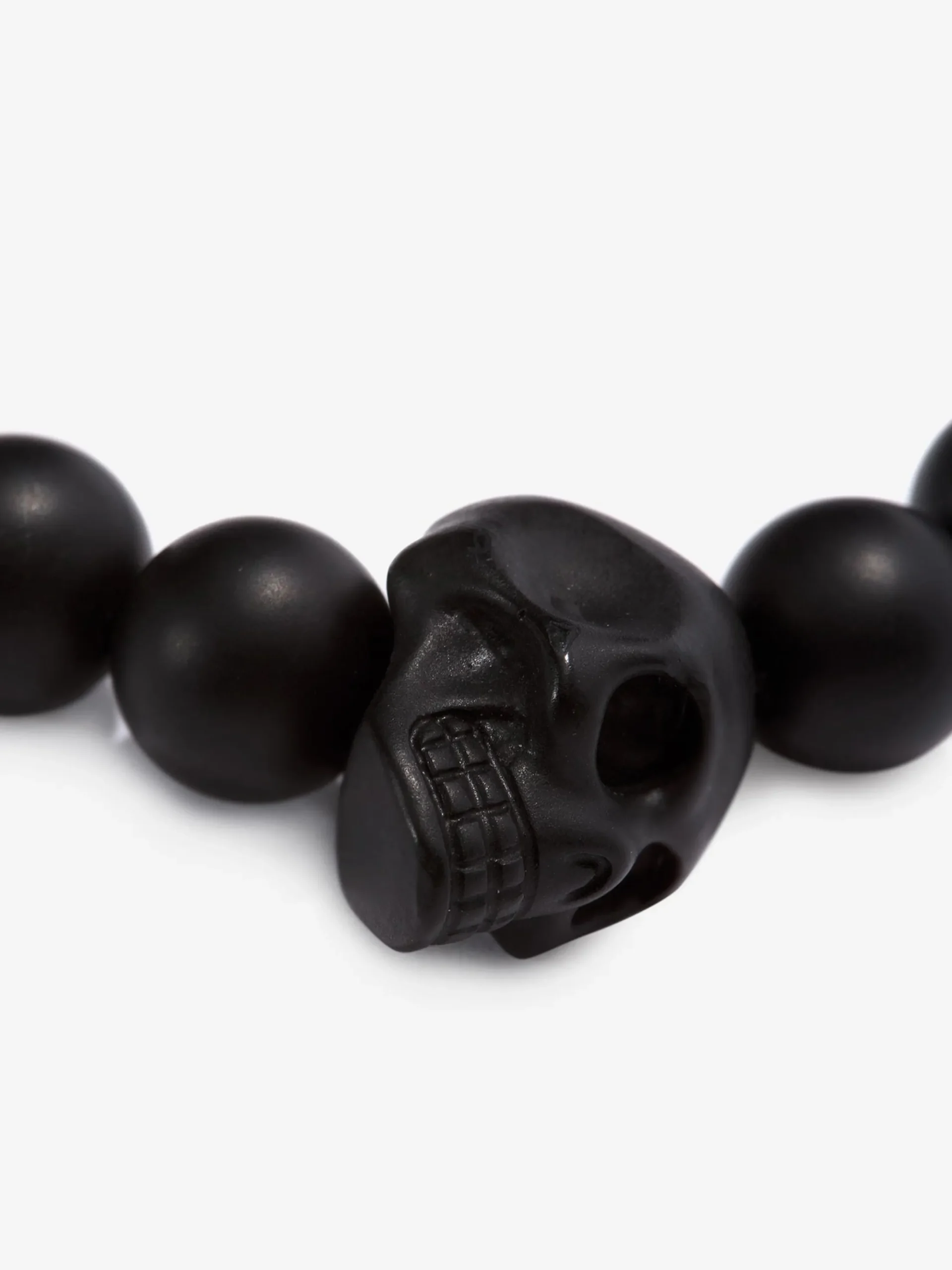Men's Skull Multi Beaded Bracelet in Black