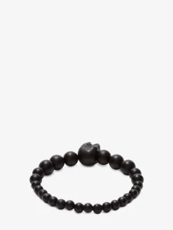 Men's Skull Multi Beaded Bracelet in Black
