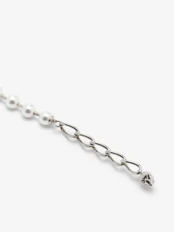 Men's Skull & Pearl Bracelet in Palladium-finish