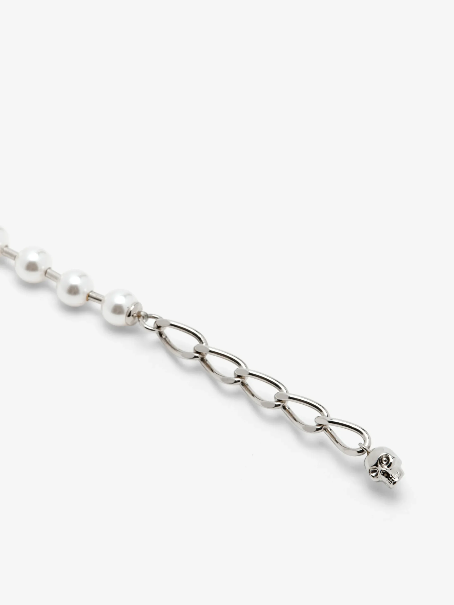 Men's Skull & Pearl Bracelet in Palladium-finish