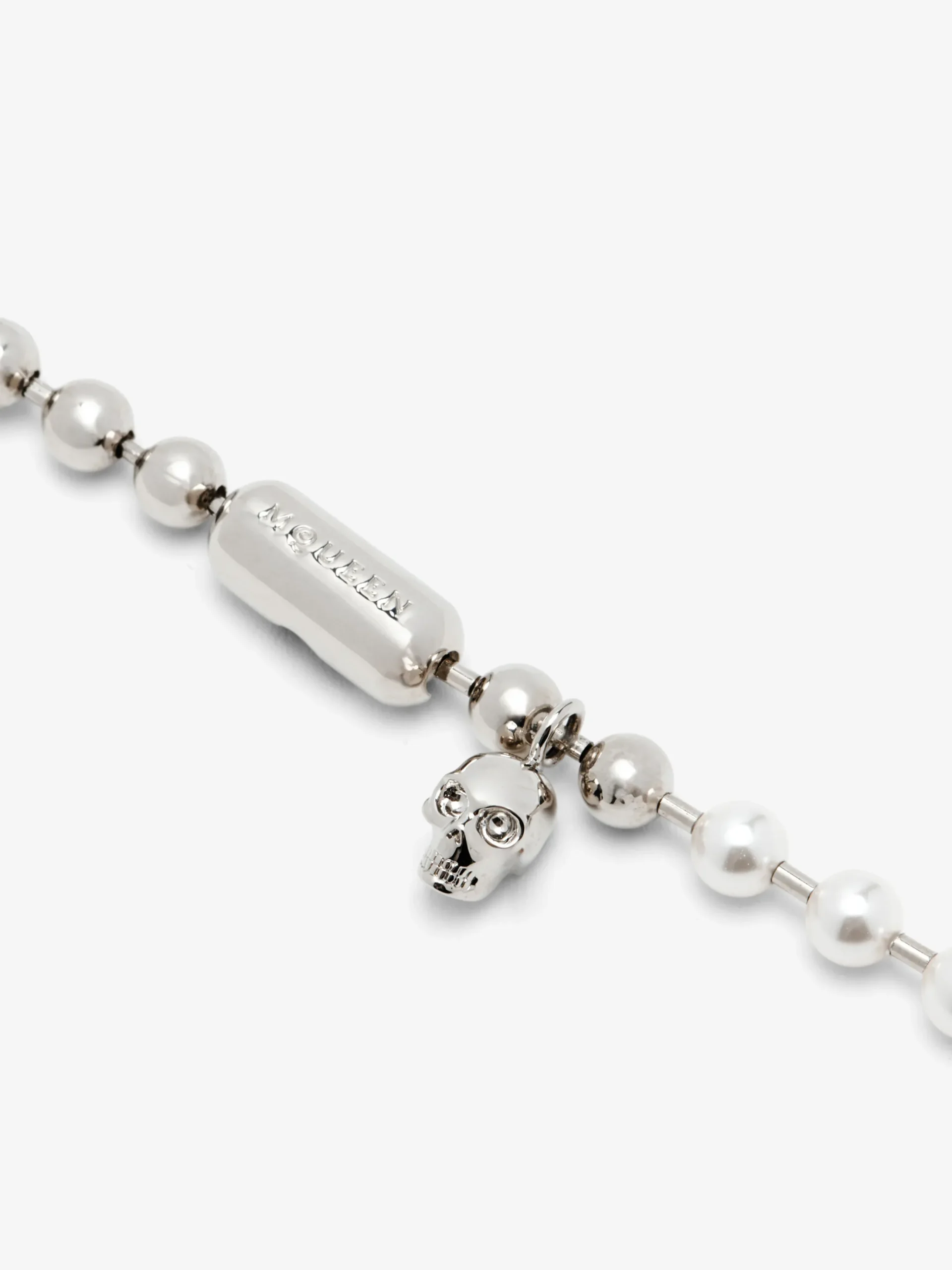 Men's Skull & Pearl Bracelet in Palladium-finish