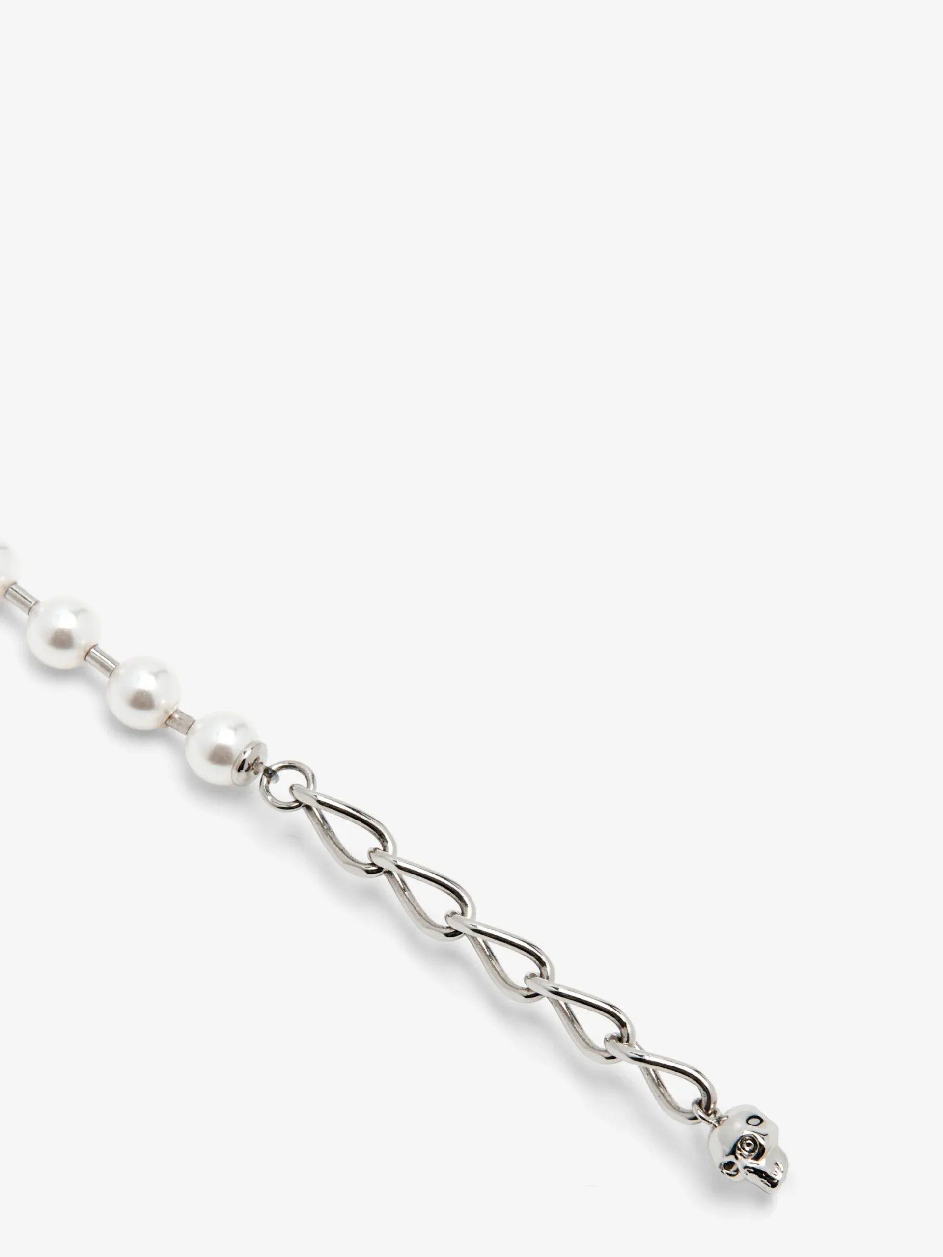 Men's Skull & Pearl Necklace in Palladium-finish