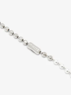 Men's Skull & Pearl Necklace in Palladium-finish
