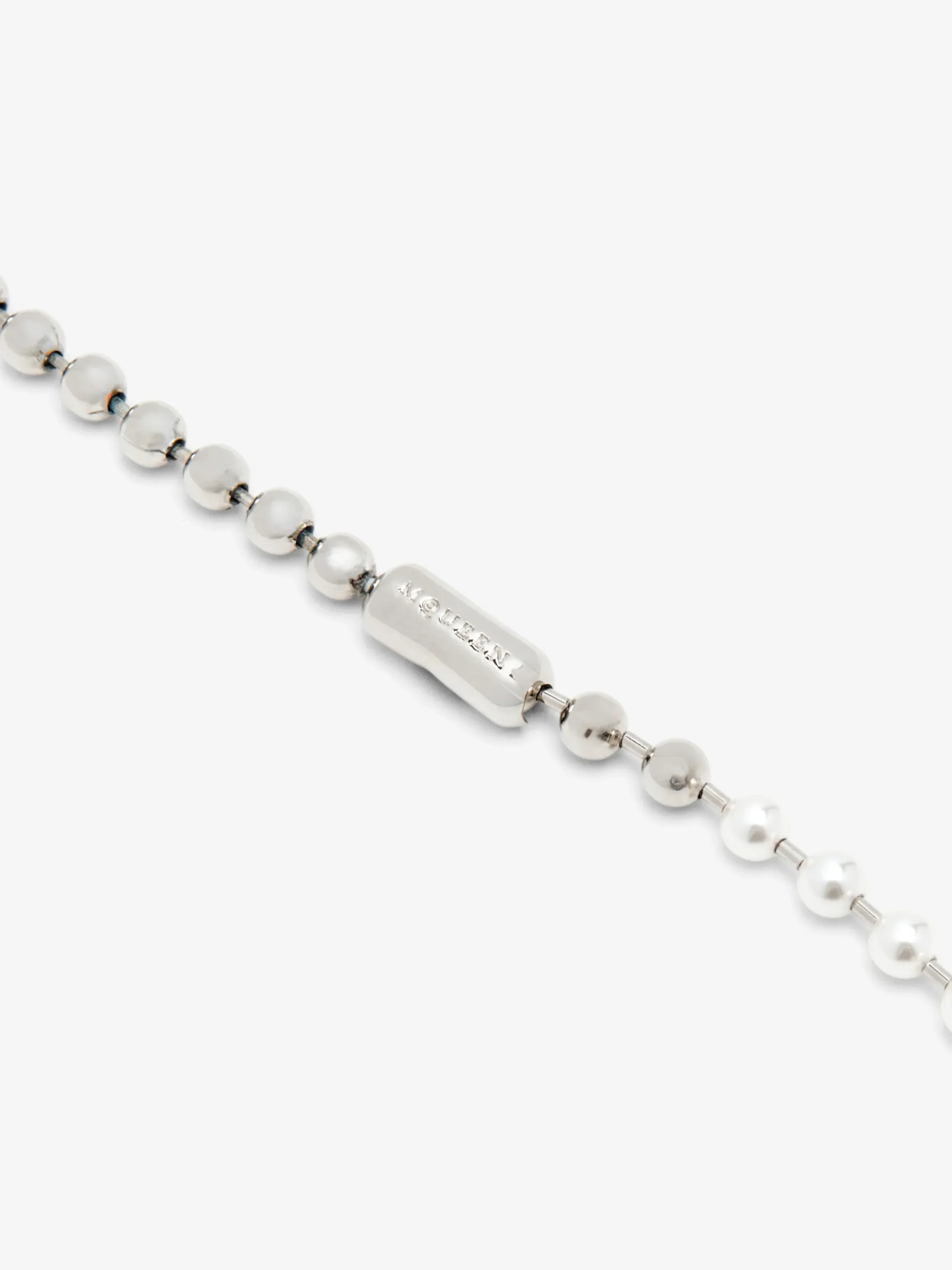 Men's Skull & Pearl Necklace in Palladium-finish
