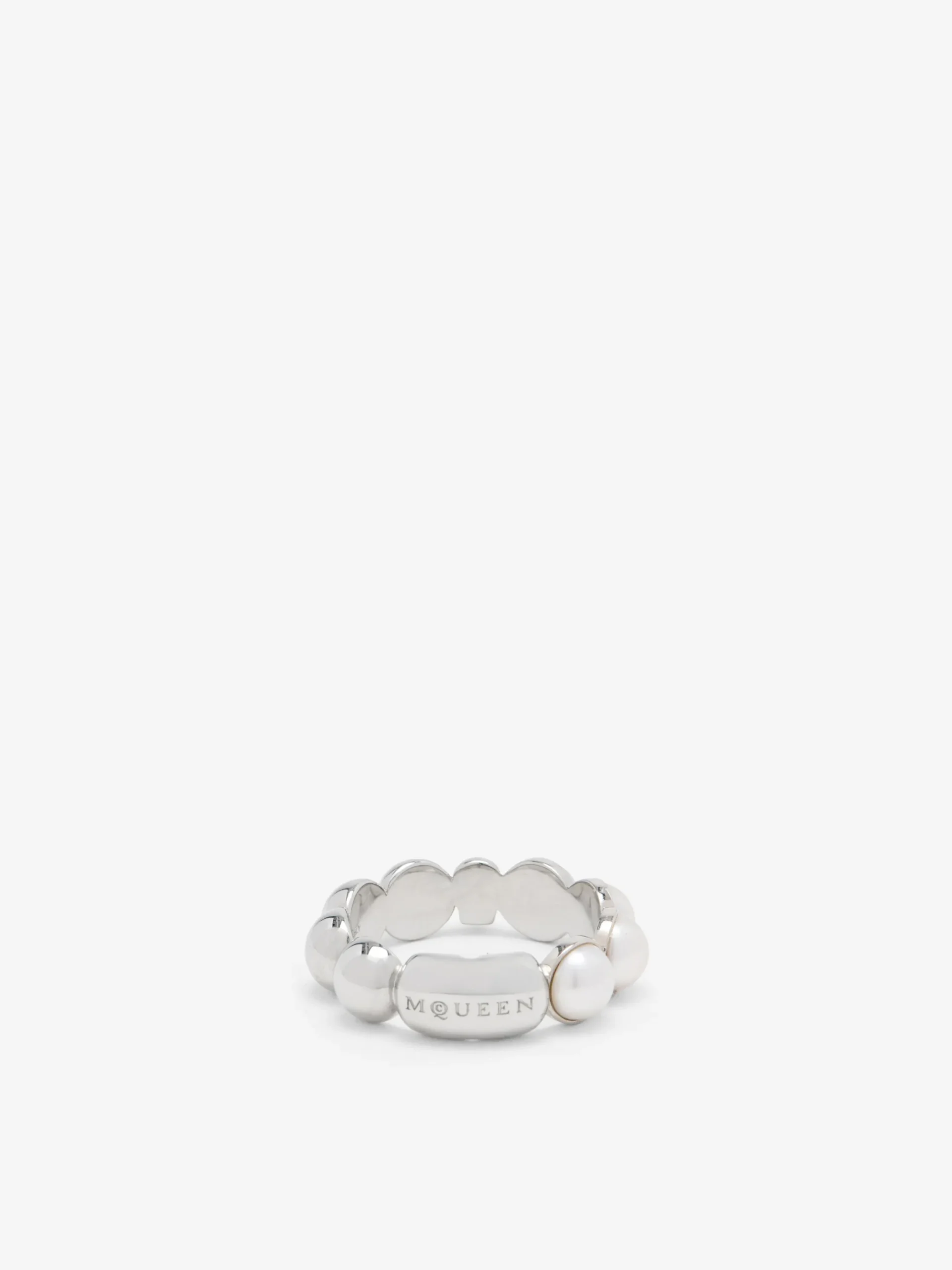 Men's Skull & Pearl Ring in Palladium-finish