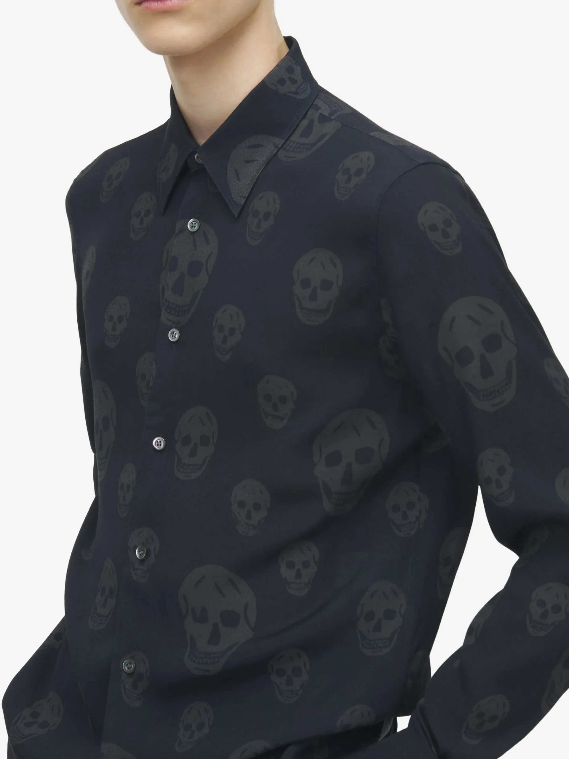 Men's Skull Print Shirt in Black