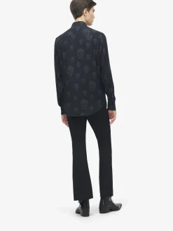 Men's Skull Print Shirt in Black