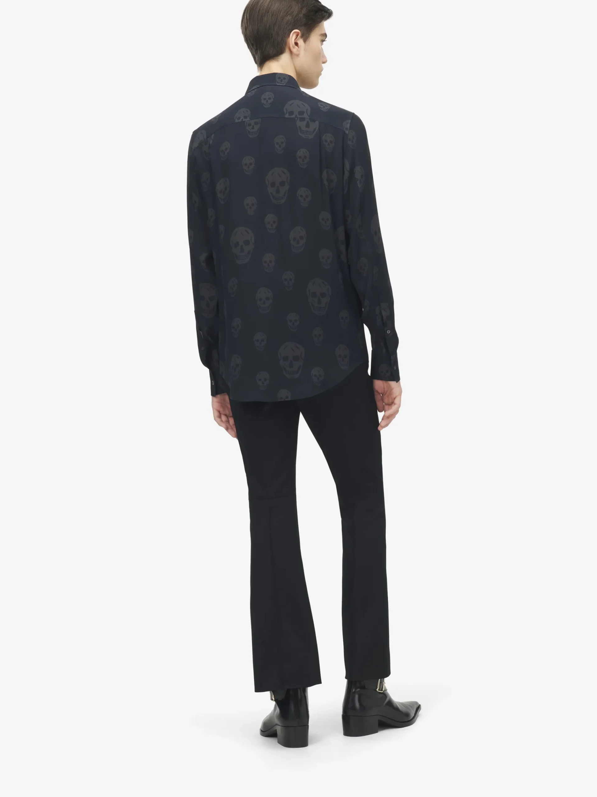 Men's Skull Print Shirt in Black