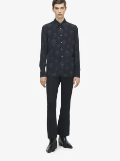 Men's Skull Print Shirt in Black