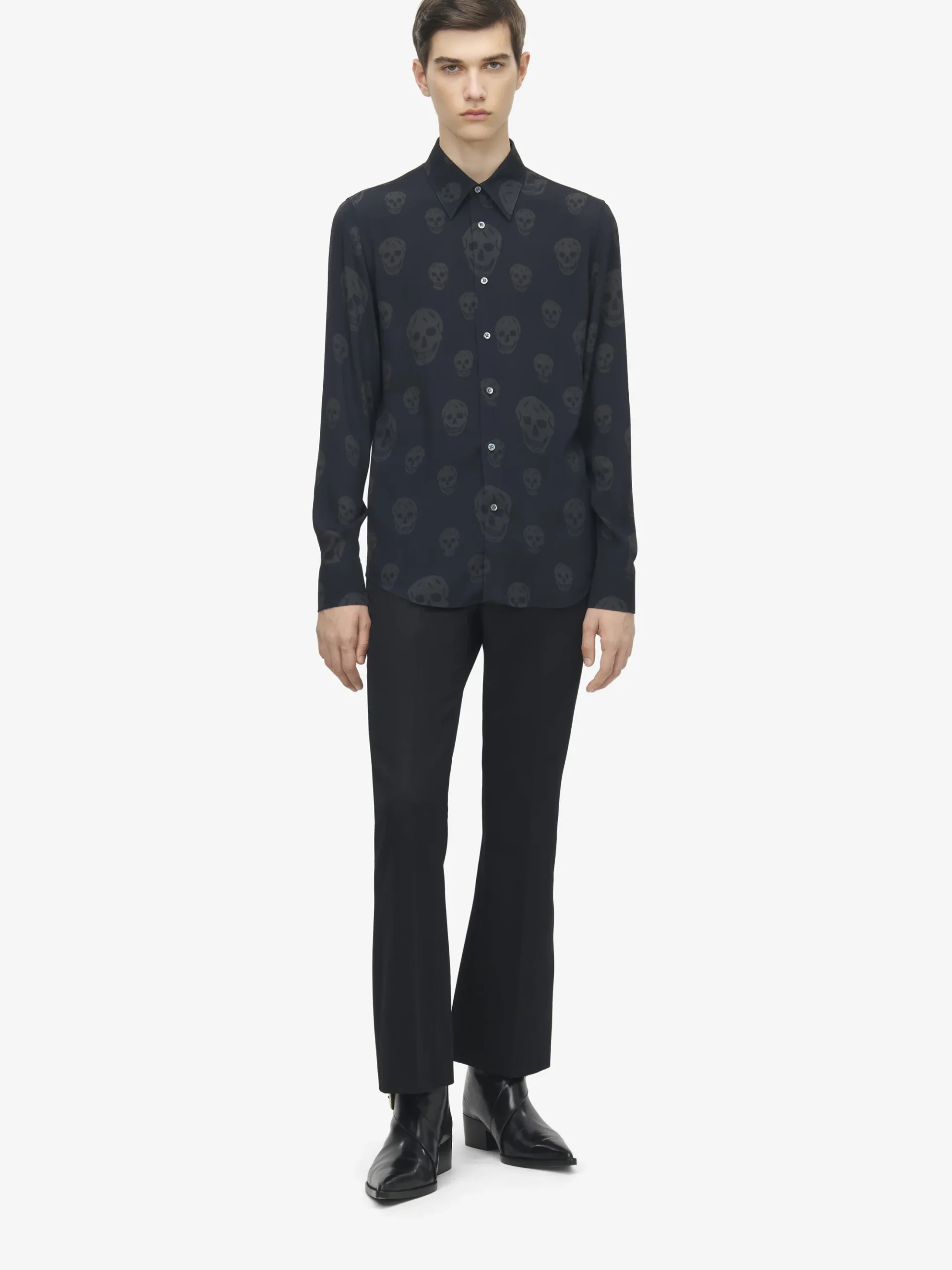 Men's Skull Print Shirt in Black