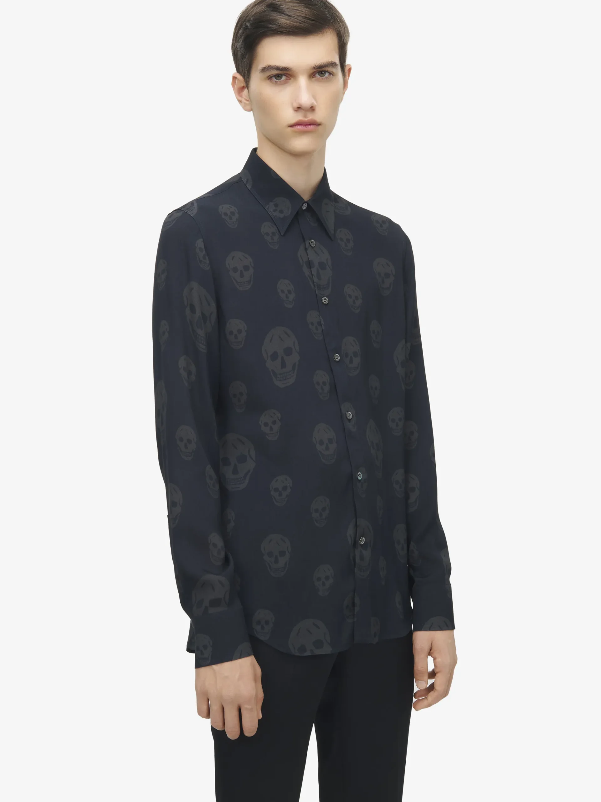 Men's Skull Print Shirt in Black