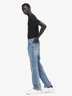 Men's Straight Leg Jeans in Washed Blue