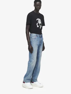 Men's Straight Leg Jeans in Washed Blue