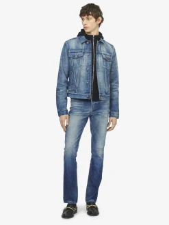 Men's Straight Leg Jeans in Washed Blue