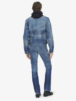 Men's Straight Leg Jeans in Washed Blue
