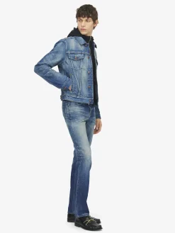 Men's Straight Leg Jeans in Washed Blue