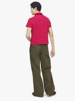 Men's Striped Polo Shirt in Red