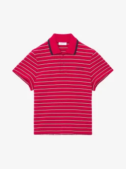 Men's Striped Polo Shirt in Red